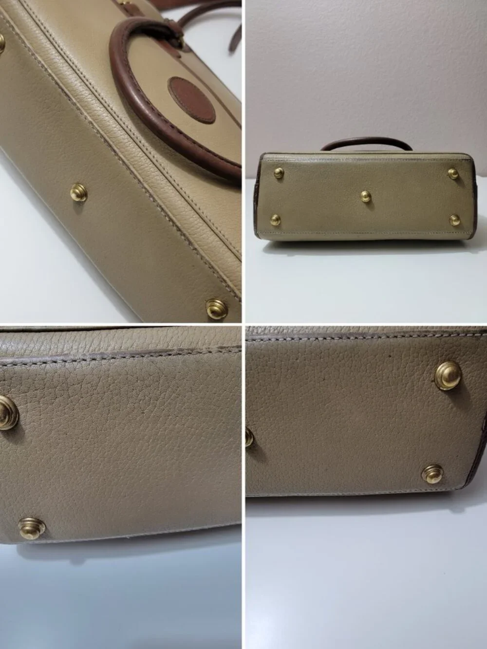 Dooney & Bourke Vintage All Weather Leather Satchel Taupe Tan Duck Made in USA